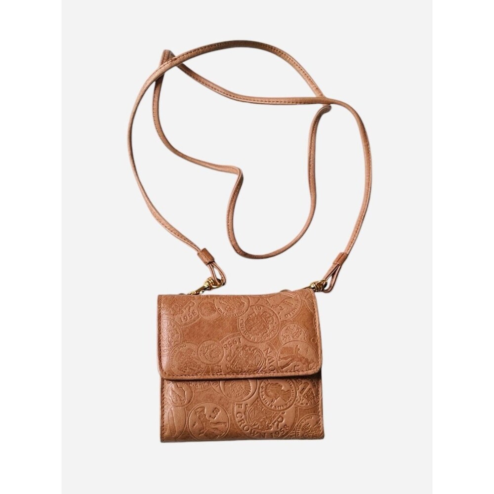 Wilson’s Leather Tan Coin Print Crossbody Wallet Small Purse Bag